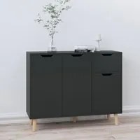 Credenza Nero Lucido 90x30x72 cm in Truciolato 326820