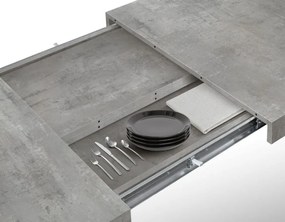 Tavolo CINQUALE in legno, finitura grigio cemento con gambe in metallo antracite, allungabile 160×90 cm – 240×90 cm