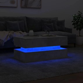 Tavolino da Soggiorno con Luci LED Grigio Cemento 90x50x40 cm