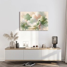 Quadro su tela – Donna in paesaggio romantico