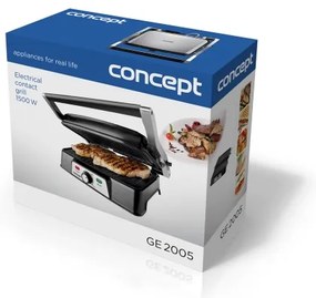 Concept ge2005 - Griglia a contatto 1500W/230V acciaio inossidabile/nero