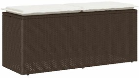 Panca Da Giardino Con Cuscino Marrone 110x40x44cm İn Polyrattan /