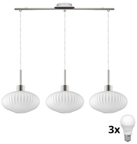 Lampadario LED su cavi HARMA 3xE27/60W/230V cromo opaco/bianco
