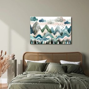 Quadro su tela – Paesaggio montano colorato con foresta