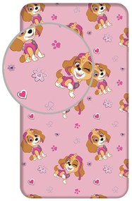 Lenzuolo con angoli per bambini rosa in cotone per letto singolo 90x200 cm Paw Patrol – Jerry Fabrics