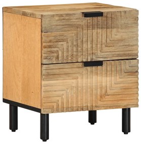 Comodino Marrone 40x33x46 Cm İn Legno Massello Di Mango /