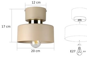 Plafoniera IGNIA 1xE27/60W/230V tortora