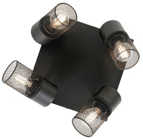 Faretto da soffitto industriale nero 4 luci orientabili - Jim
