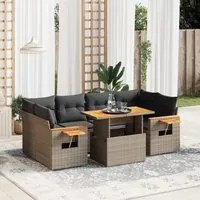 Set Divani da Giardino 7 pz con Cuscini Grigio in Polyrattan 3273419