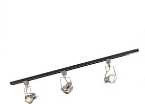 Binario monofase Smart nero con acciaio incl. 3 WiFi GU10 - Iconic Suplux