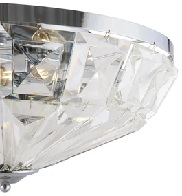 Plafoniera Contemporanea Facet Metallo Cromo 6 Luci Diffusori Vetro
