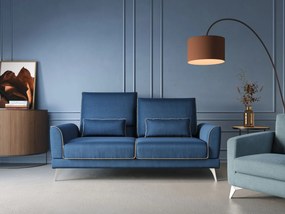 Tommy Divano relax bicolore con schienali traslanti in microfibra smacchiabile T11 blu - giallo