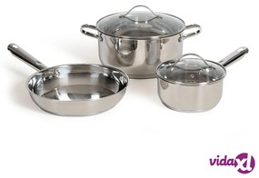 Livoo Set di Pentole 5 pz in Acciaio Inox Argento
