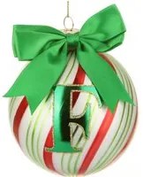 Pallina Natale con lettera F 10 cm Circus verde