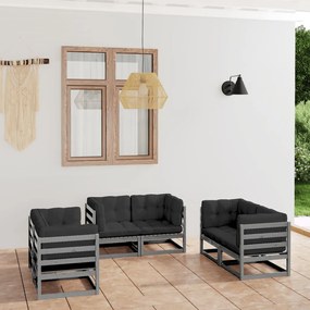 Set divani da giardino 6 pz con cuscini legno massello pino