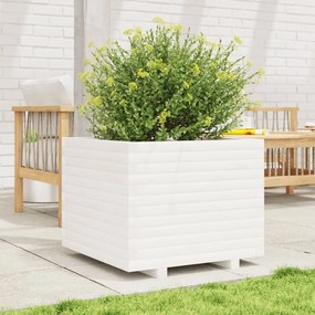 Fioriera Da Giardino Bianca 60x60x49,5cm Legno Massello Di Pino /