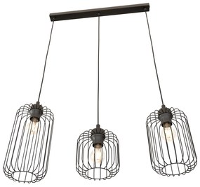 Sospensione Minimal Industrial Minerva 3 Luci Lineari Nera