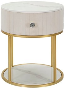 Comodino Elegante Montpellier in Crema Ø 42 cm x H 48 cm