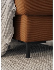 Divano letto in velluto a coste arancio-marrone (angolo destro) Lofty Lilly - Miuform