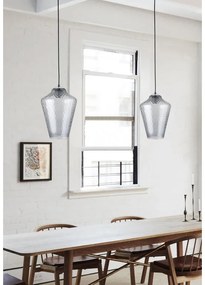 Lampadario Glamour Rosie cromo paralume fumo E27 Ø22cm NOVECENTO