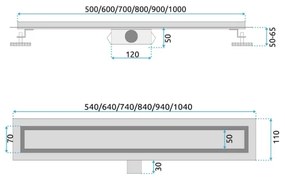 REA-G2502 - Scarico lineare NEOX 70 cm in acciaio inossidabile