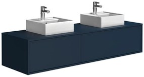 Mobile bagno sospeso con lavabo doppio L150 cm Blu notte - ISAURE II