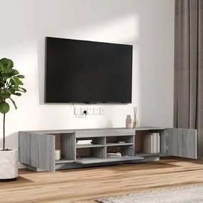 Set Mobili TV 2 pz con Luci LED Grigio Sonoma Legno Multistrato