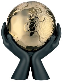 Bongelli preziosi statua moderna scultura mani mondo collezione Globe cm 36 X 27 NERO ORO