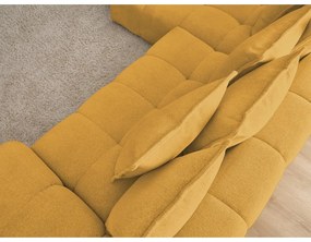 Divano angolare color senape allungabile e con contenitore (penisola a sinistra/chaise lounge) con rivestimento in ciniglia Everest – Bobochic Paris