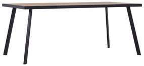 Tavolo Da Pranzo Naturale E Nero 200x100x75 Cm İn Mdf /