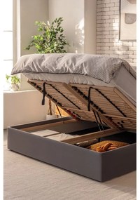 Letto matrimoniale imbottito grigio con contenitore, materasso e rete inclusi 160x200 cm Thessa Bold – Bonami Selection