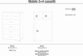 SIDO - cassettiera con 6 cassetti