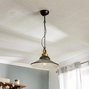 Luminex Lampada a sospensione Iron, nero/bianco/ottone anticato