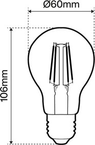 Lampada LED E27 4W a Filamento 1800K No Flickering - A60 Colore Bianco Molto Caldo 1.800K