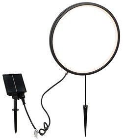 Lampada da esterno nera a punta 60 cm con LED ricaricabile e solare IP65 - Adalind