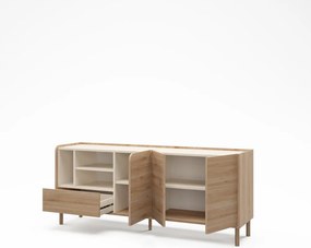 Cassettiera di colore naturale con effetto rovere 180x75,5x44 cm Monza – Marckeric