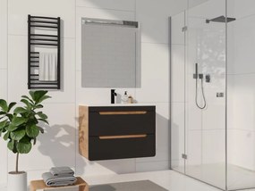 Mobile per bagno sospeso con lavabo da incasso 80 cm Naturale chiaro e Antracite - ARUBA