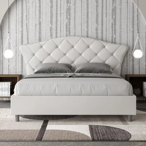 Letto matrimoniale senza rete imbottito 160x210 similpelle bianco Langre