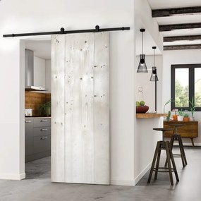 Porta scorrevole reversibile Barn bianco in alluminio bianco, L 96 x H 215 cm, con binario Retro