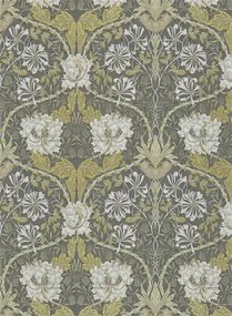 Morris & Co Carta da parati Honeysuckle & Tulip - Charcoal/ Gold