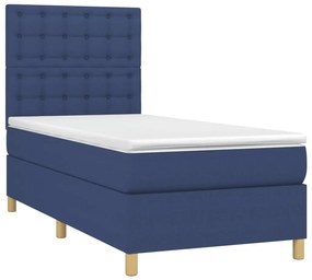 Letto a molle con materasso e led blu 100x200cm in tessuto