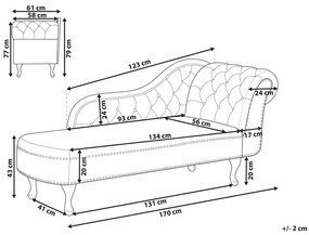 Chaise longue destra in velluto marrone NIMES Beliani