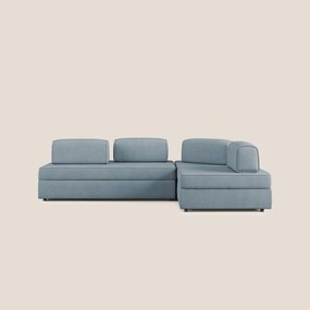 Liberty divano angolare con pouf estraibile e schienali movibili in tessuto morbido impermeabile T02