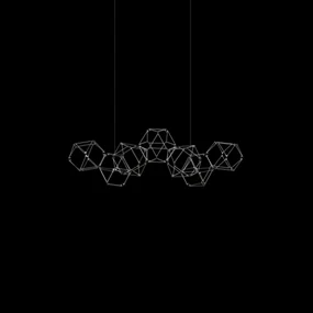 Lampadario A Sospensione Moderno Lucciola Metallo Acciaio Inox Led 7 Esagoni
