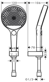 Set doccetta 3 jet Con supporto a muro e Flessibile bianco opaco Hansgrohe Rainfinity 26852700