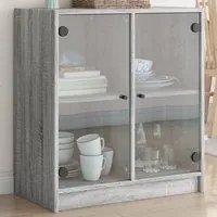 Mobile con Ante in Vetro Grigio Sonoma 68x37x75,5 cm 836425