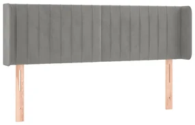 Testiera ad orecchio grigio chiaro 147x16x78/88 cm in velluto