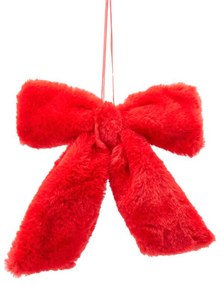 Fiocco rosso peluche per albero di Natale 20x25 cm