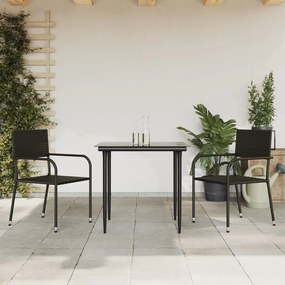 Set da pranzo da giardino 3 pz in polyrattan e acciaio