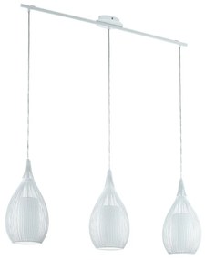 Lampadario Contemporaneo Razoni 3 Luci Acciaio Bianco